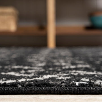 Moroccan Hype Boho Vintage Diamond Area Rug Black/Ivory